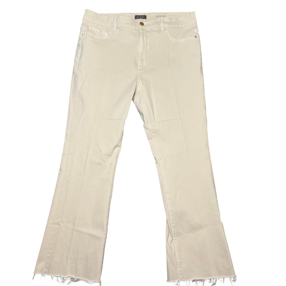 DL1961 Bridget Boot Cream Performance High Rise Instasculpt Crop Jeans Womens 32